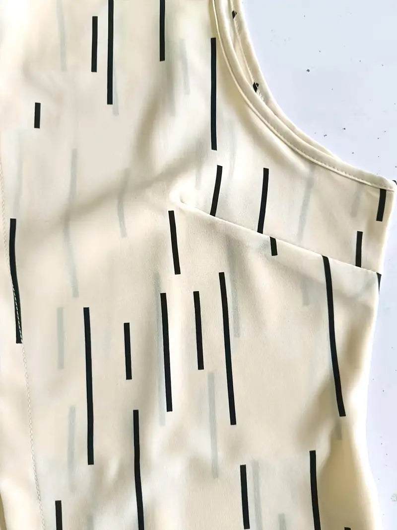 Alberta - Chic Lightweight Sleeveless Romper with Vertical Line Pattern