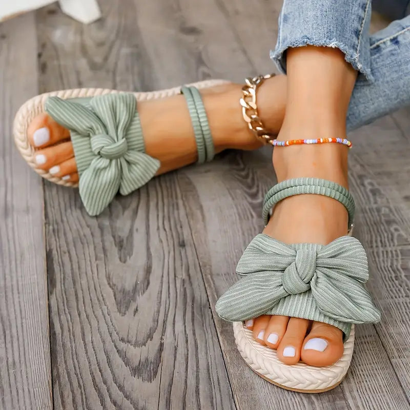 Belle - Stylish Flat Sandals with Bow Design for Summer Comfort