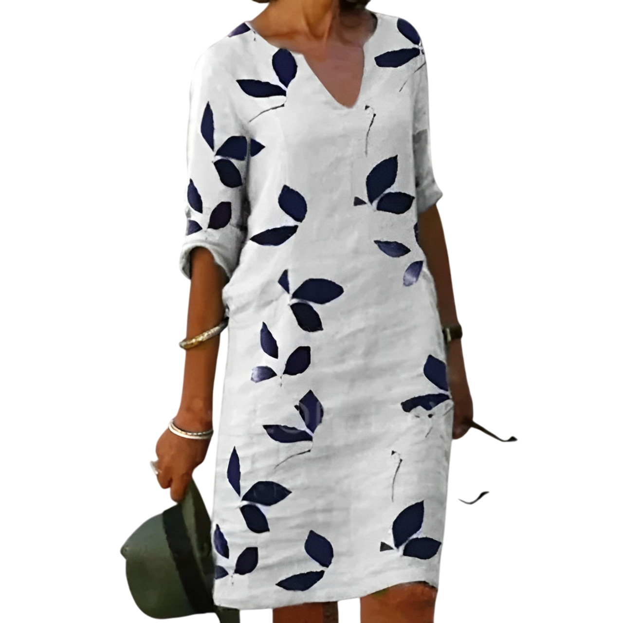 Sunniva- Stunning Leaf Print Summer Dress for Women
