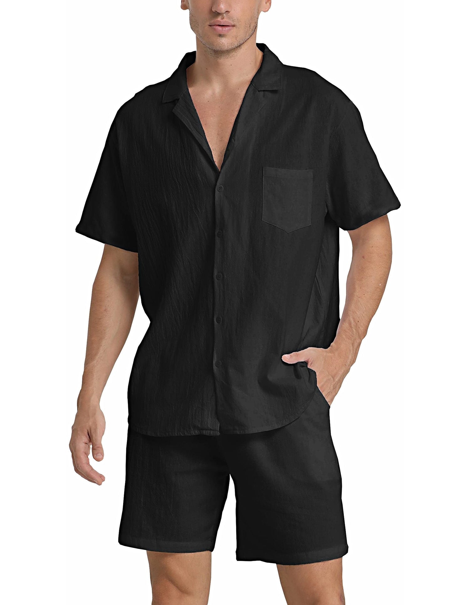 Barry - Luxurious Men's Linen Shirt and Beach Shorts Set