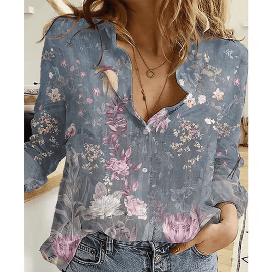 Bonnie – Leichte Bluse mit Blumenmuster und langen Ärmeln