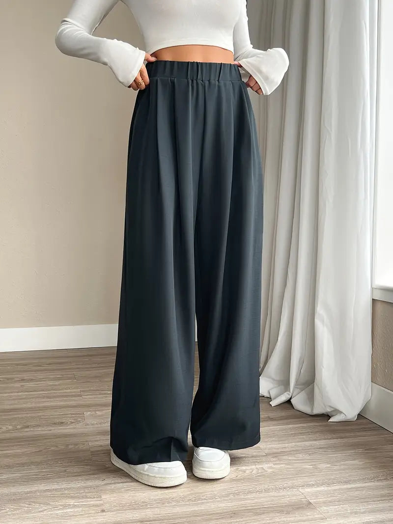 Brenda - Stylish Pleated Wide-Leg Trousers for Effortless Streetwear