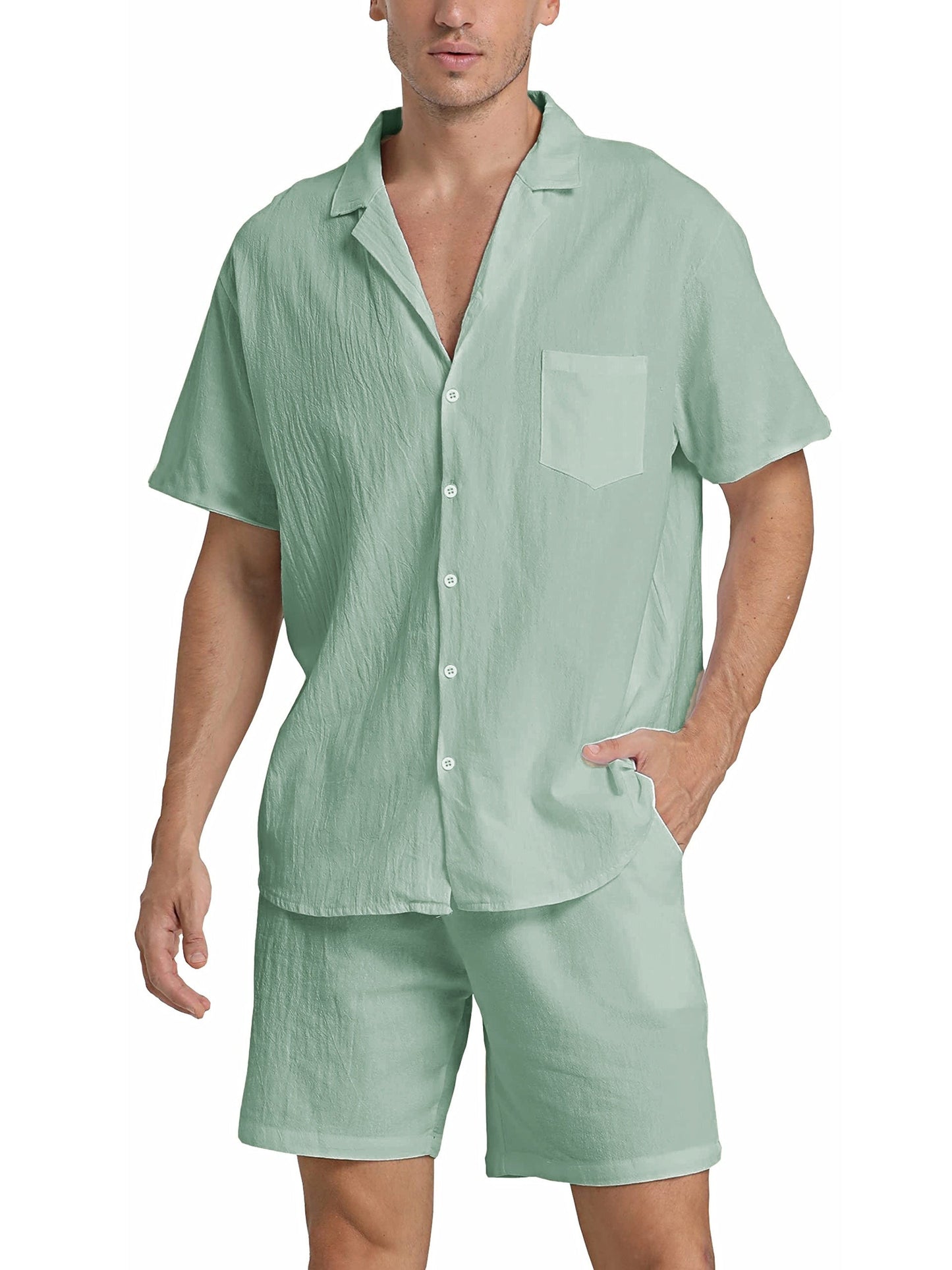 Barry - Luxurious Men's Linen Shirt and Beach Shorts Set