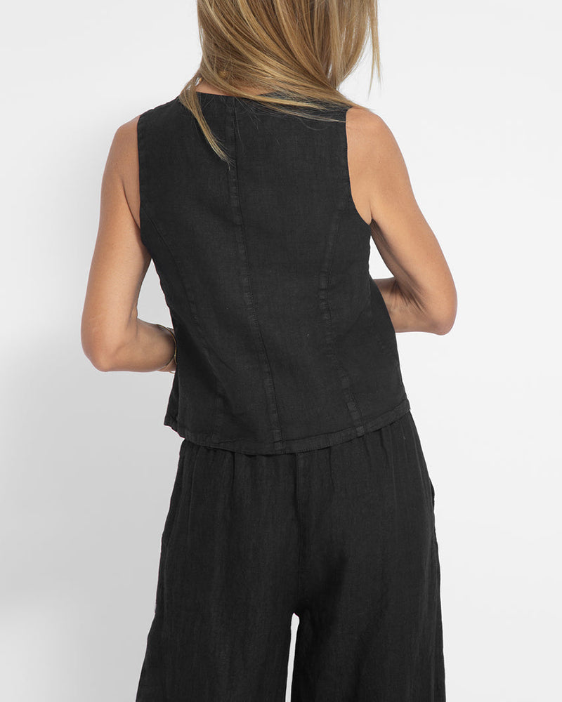 Alexandria - Women's Elegant 2-Piece Linen Set with Wide-Leg Trousers and Cardigan