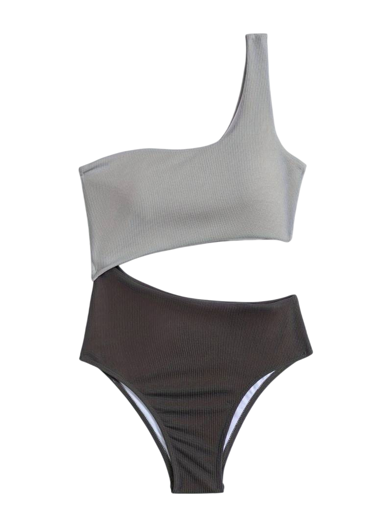 Rosalind - Stylish and Sexy One-Shoulder Bikini Set in Ribbed Fabric