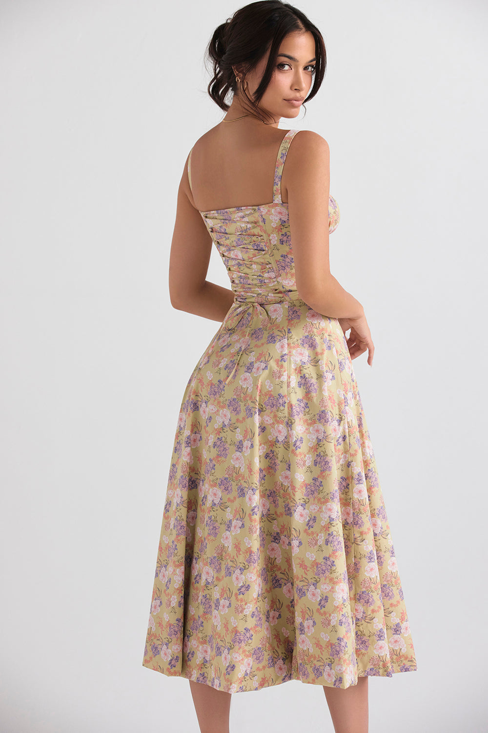Nooria - Elegant Women's Floral Midi Dress with Flared Skirt
