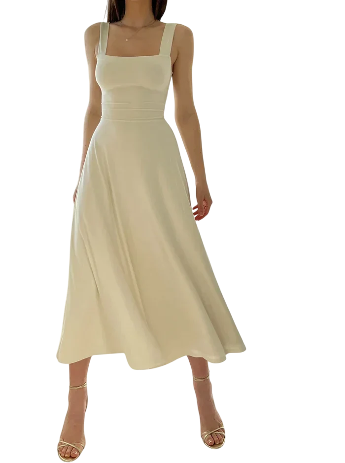 Joelle - Elegant Mini Dress with Corset Waist Tie and Flowy Skirt