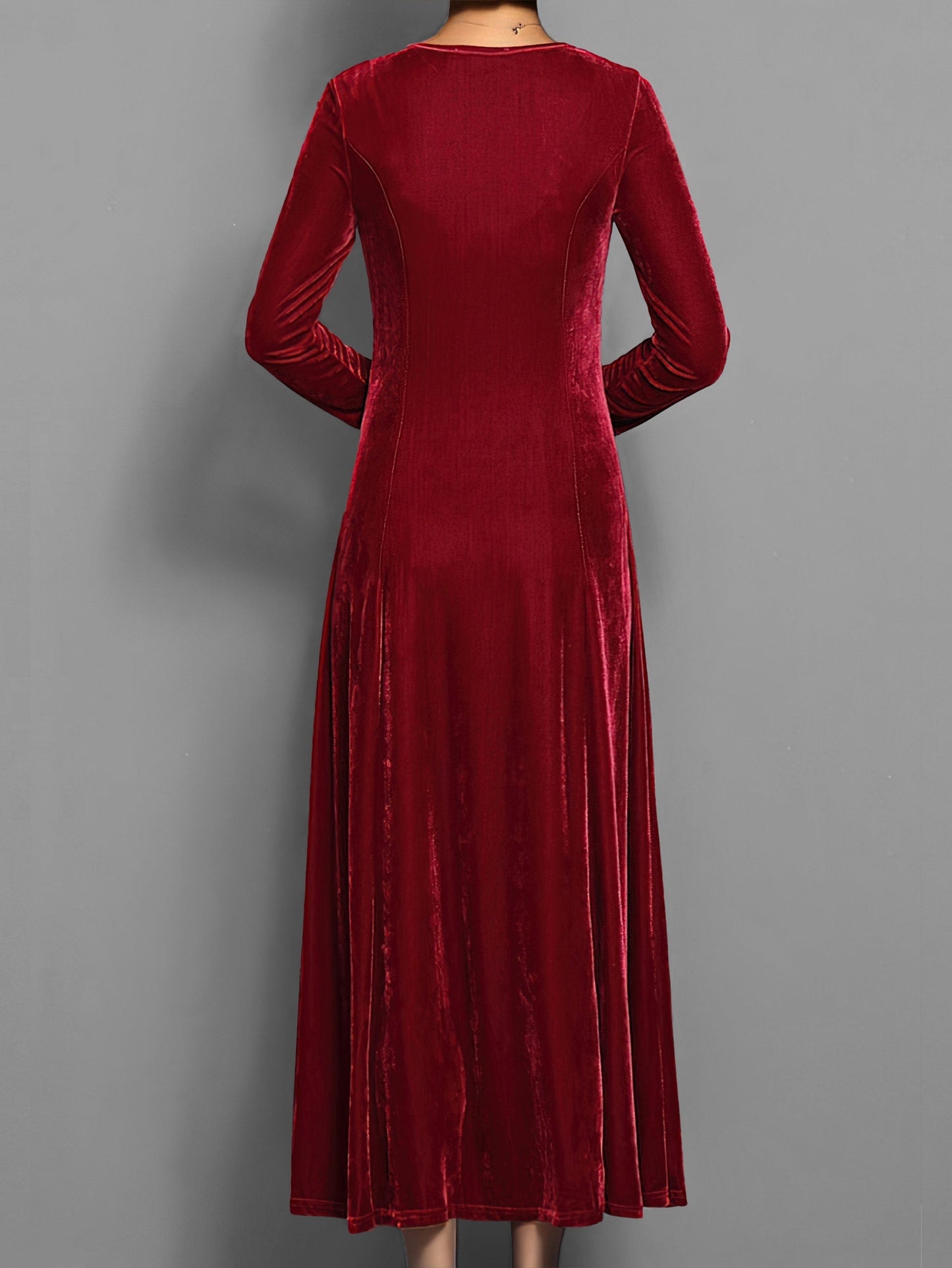 Finley - Casual Solid Midi Dress with Long Sleeves for Autumn Events