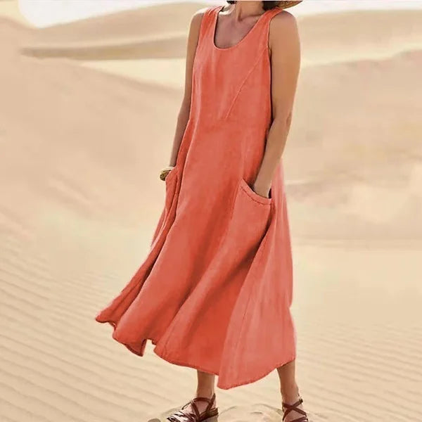 Summer - Relaxed Fit Linen Dress Perfect for Summer Days