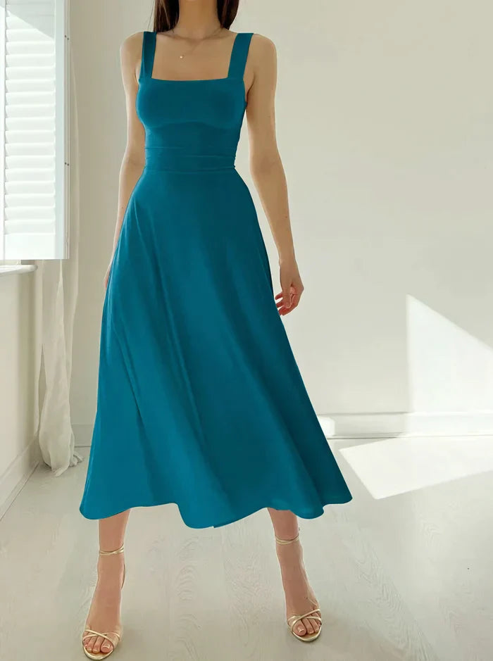 Joelle - Elegant Mini Dress with Corset Waist Tie and Flowy Skirt