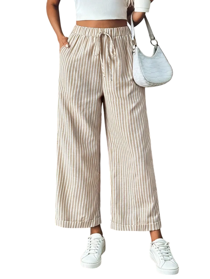 Brianna - Stylish Wide-Leg Striped Trousers for Effortless Chic Look