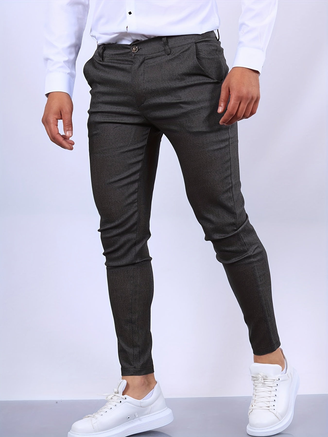 Hugh - Slim Fit Business Trousers For Men In Stretch