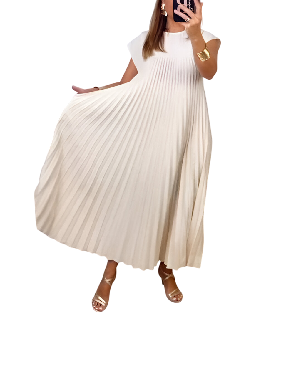 Agnes - Elegant Women's Sleeveless Pleated Dress for Effortless Style