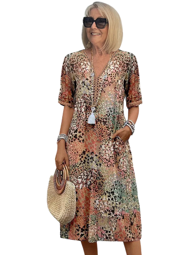 Harper - Vibrant Floral Dress with Flowing Silhouette and Eye-catching Design