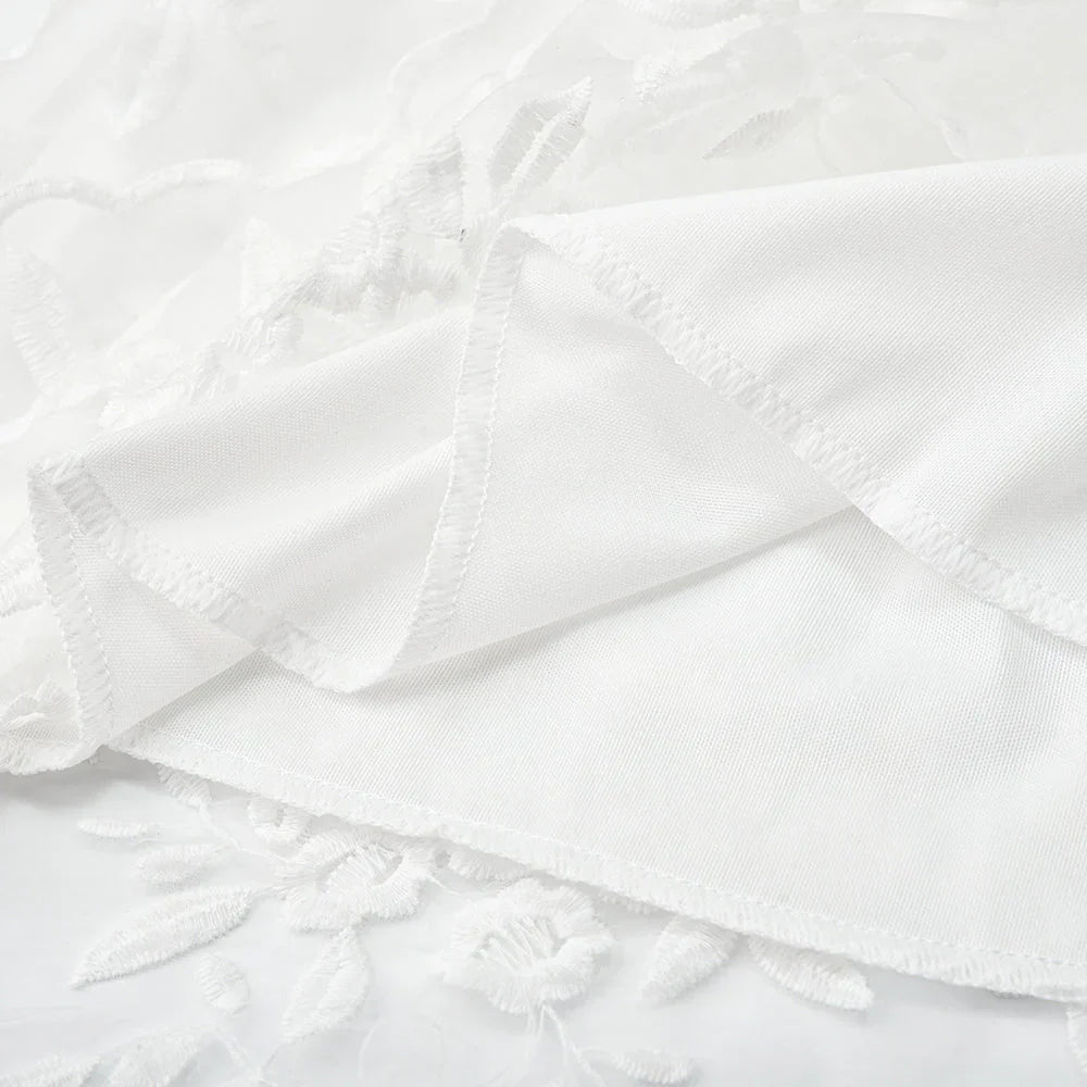 Kelly - Elegant White Lace Mini Dress with Deep V-neck and Adjustable Straps
