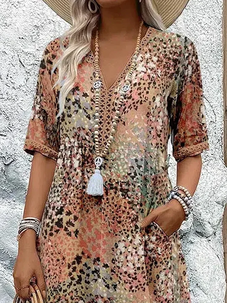 Harper - Vibrant Floral Dress with Flowing Silhouette and Eye-catching Design