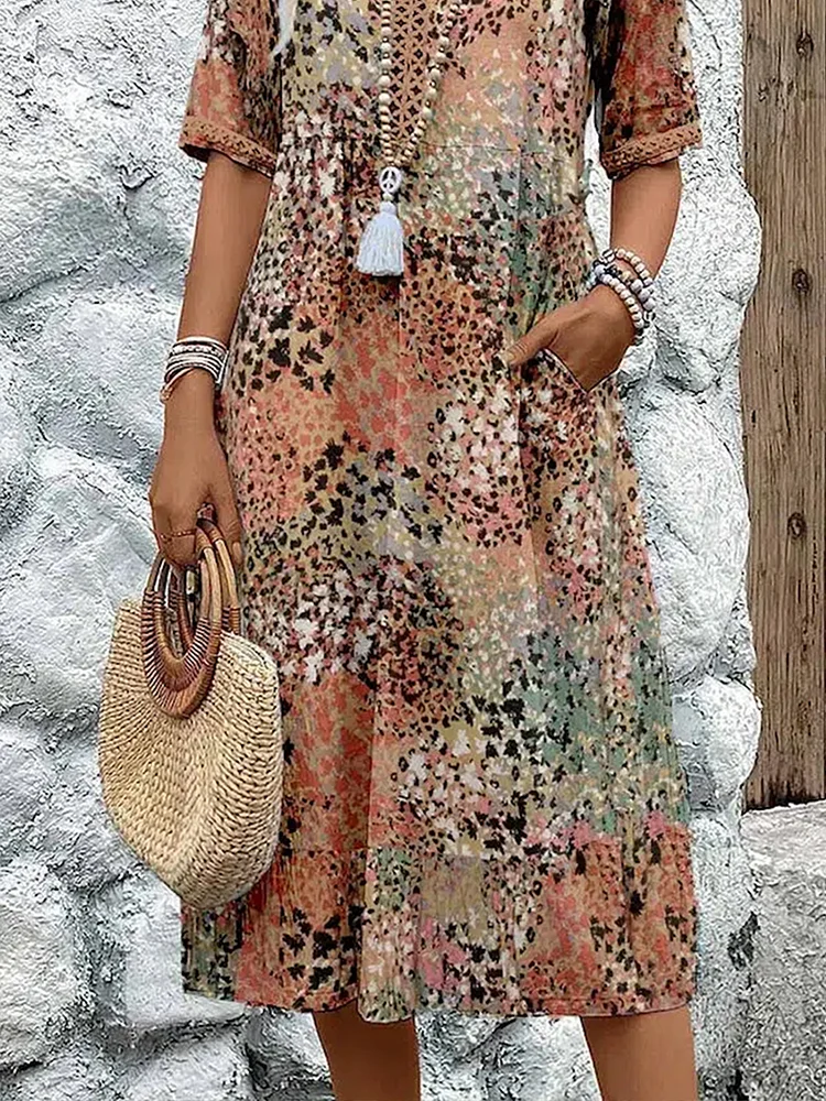 Harper - Vibrant Floral Dress with Flowing Silhouette and Eye-catching Design