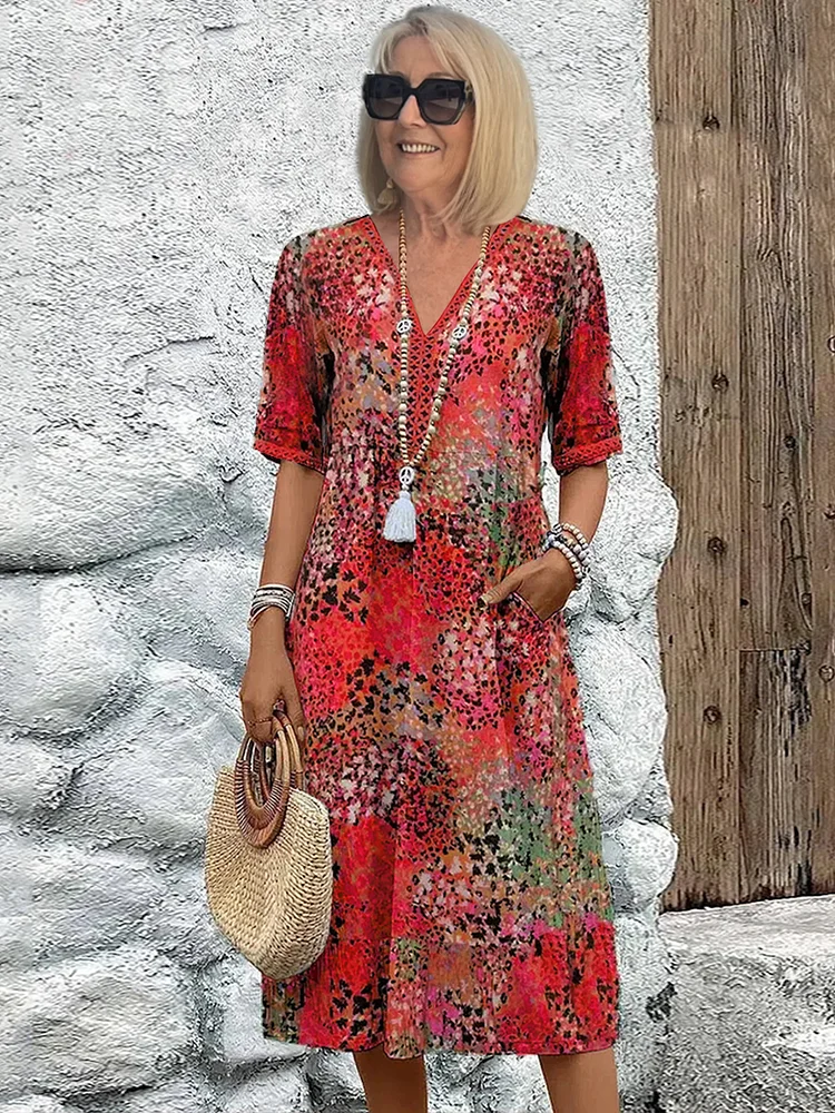 Harper - Vibrant Floral Dress with Flowing Silhouette and Eye-catching Design
