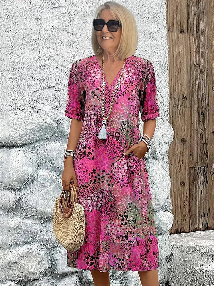 Harper - Vibrant Floral Dress with Flowing Silhouette and Eye-catching Design