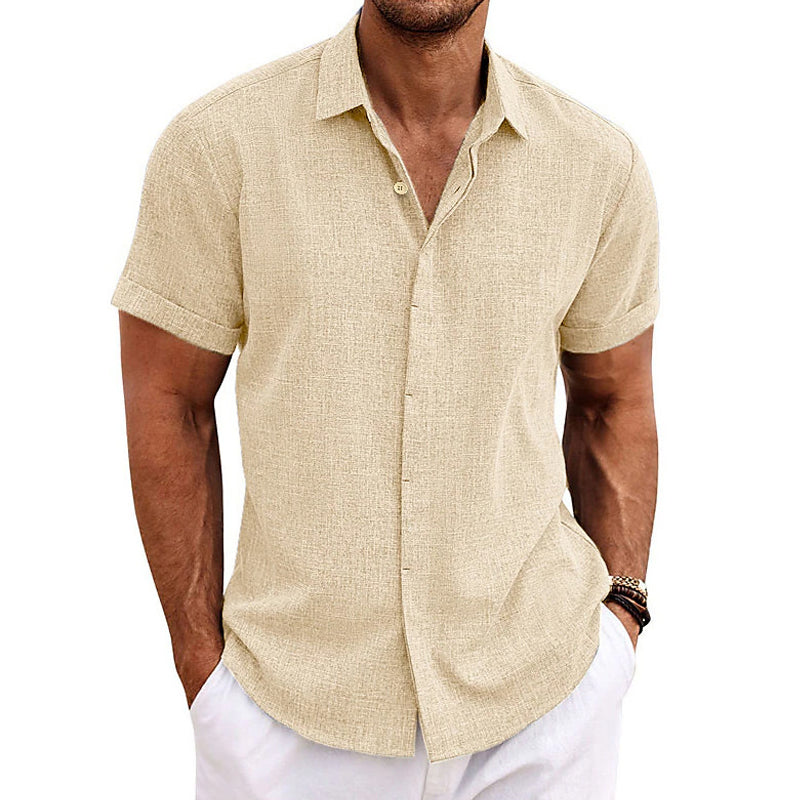 Bill - Minimalist Short Sleeve Cotton and Linen Shirt for Men