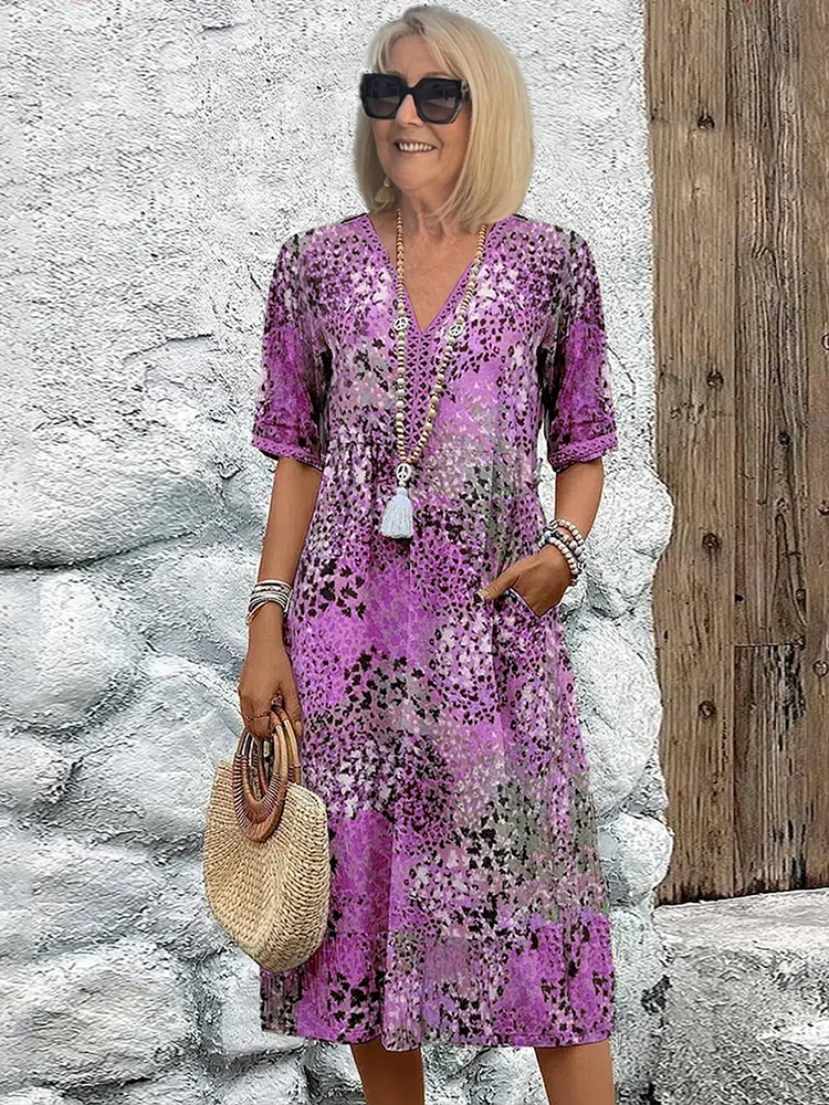 Harper - Vibrant Floral Dress with Flowing Silhouette and Eye-catching Design