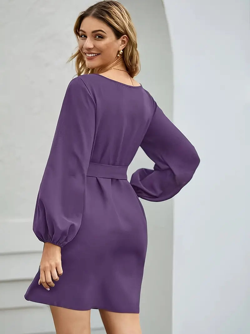Cordelia - Elegant Long-Sleeved Belted Mini Dress in Premium Fabric