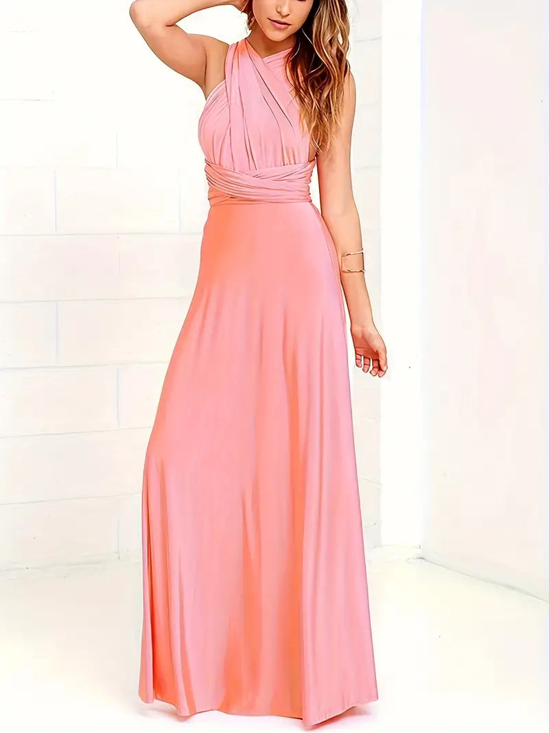 Carwyn - Elegant Women's Dress with Ruffled Back and Flirty Tie Belt