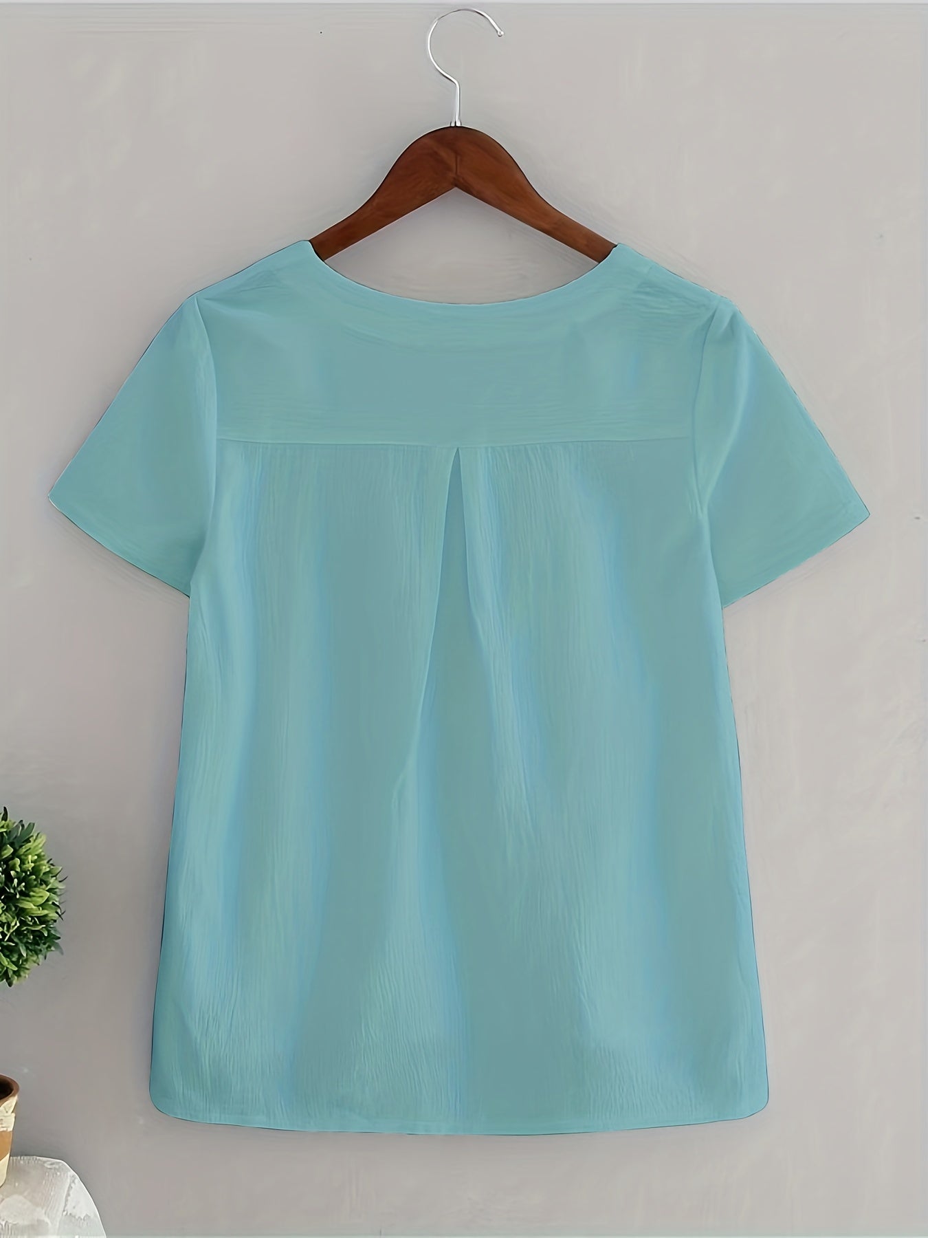 Rahima - Elegant Women's White V-Neck Linen Blouse with Semi-Sheer Quality