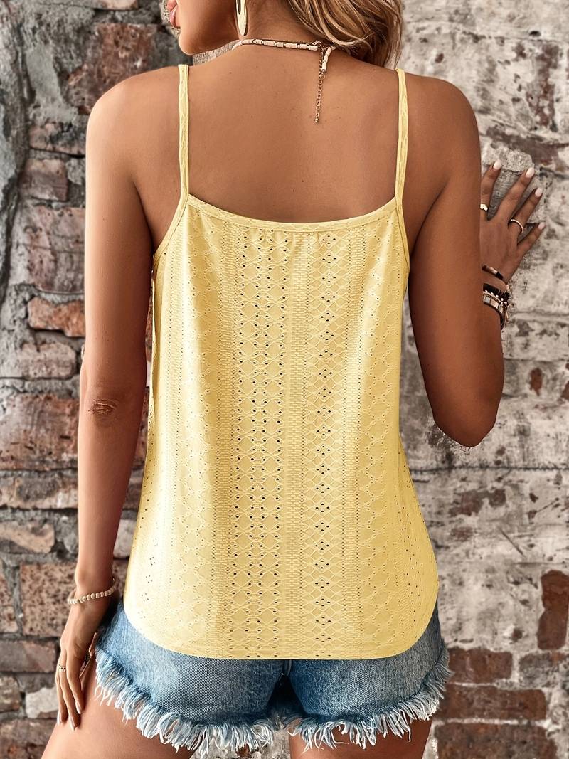Garnetta - Playful and Elegant Lace Top with V-neck and Spaghetti Straps