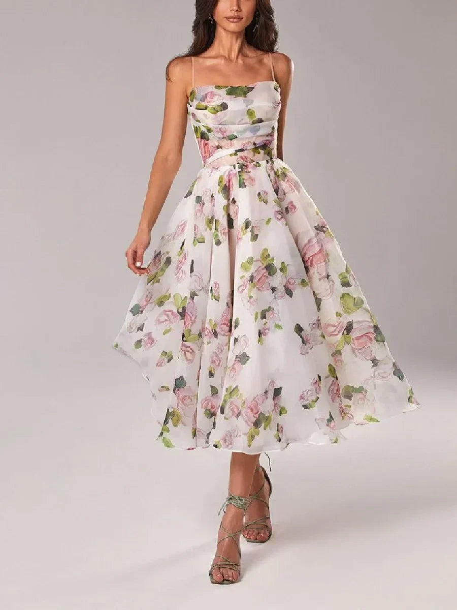 Kate - Elegant Women's Midi Dress with Floral Print and Structured Fit