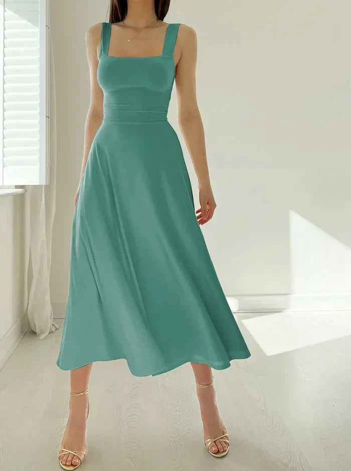 Joelle - Elegant Mini Dress with Corset Waist Tie and Flowy Skirt