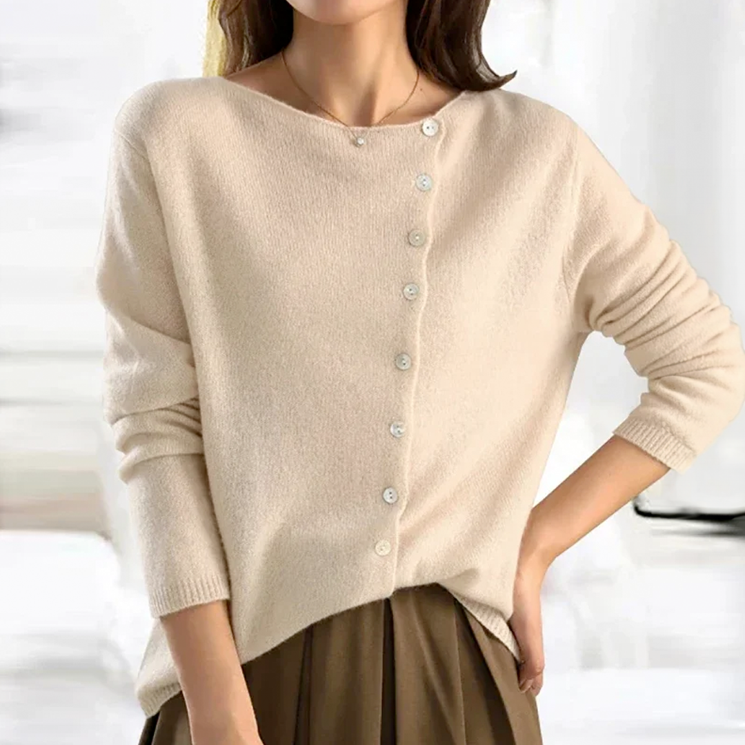 Talitha - Stylish Women's Button-Up Round Neck Cardigan for Cozy Elegance
