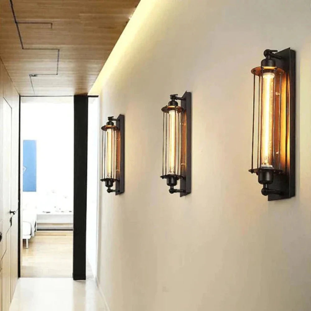 Covoria - Vintage Wall LED Light With Matte Black Metal Finish