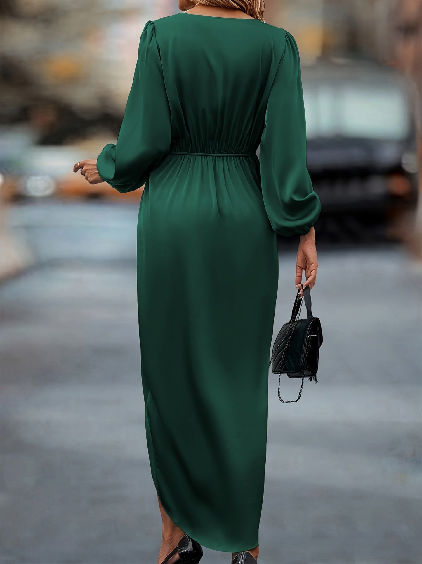 Magdalena - Elegant Women's Wrap Midi Dress With Ruched Waist