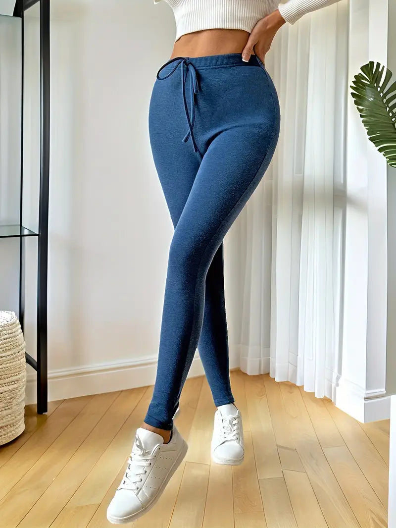 Hildegard - Cozy Fleece-Lined Leggings with High Waist and Adjustable Drawstring