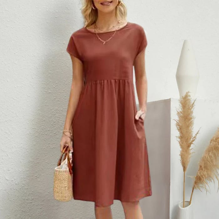 Amice - Timeless Women's Cotton Dress with Round Neckline