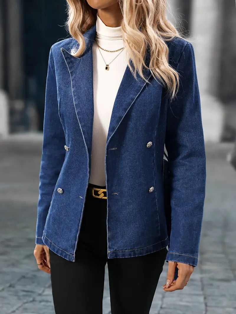 Violetta - Elegant Women's Denim Blazer with Tailored Fit and Belt