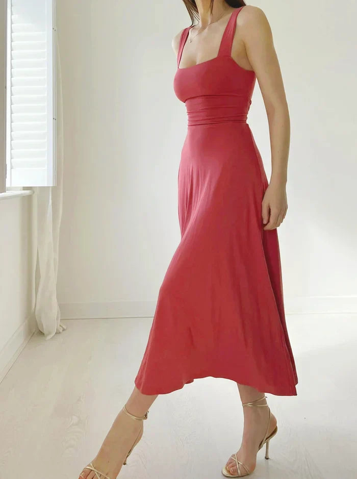 Joelle - Elegant Mini Dress with Corset Waist Tie and Flowy Skirt
