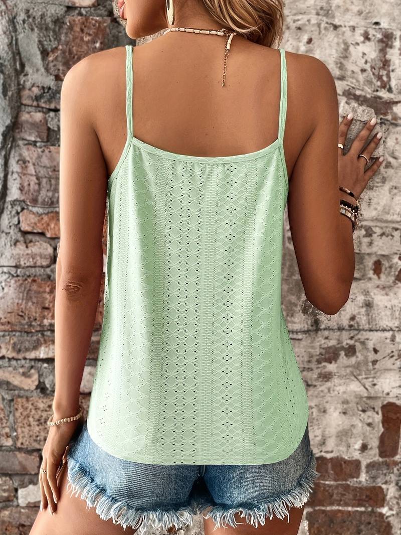 Garnetta - Playful and Elegant Lace Top with V-neck and Spaghetti Straps