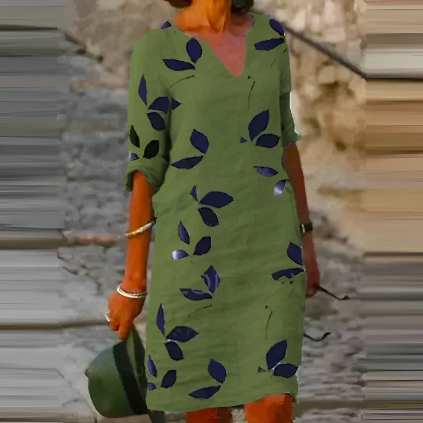 Sunniva- Stunning Leaf Print Summer Dress for Women
