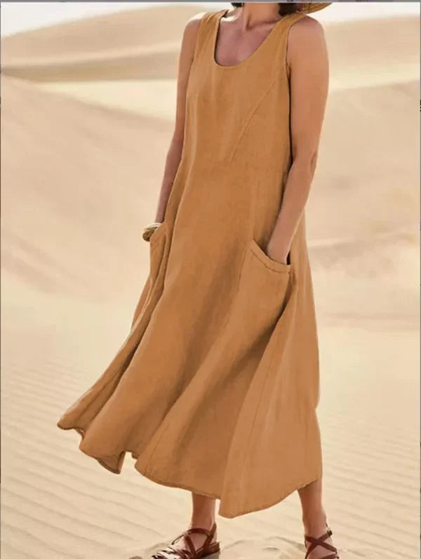 Summer - Relaxed Fit Linen Dress Perfect for Summer Days
