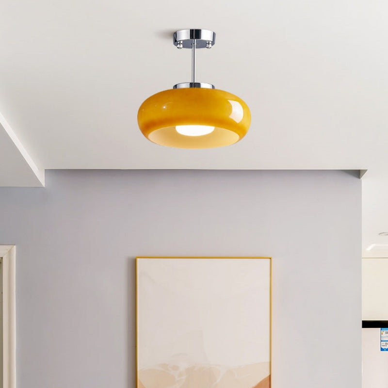 Ambrelle – Round Ceiling Light with Amber Glass Shade
