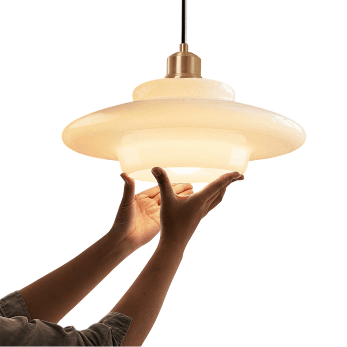 Calmara - Mid Century Milk Glass Pendant Light With White Globe