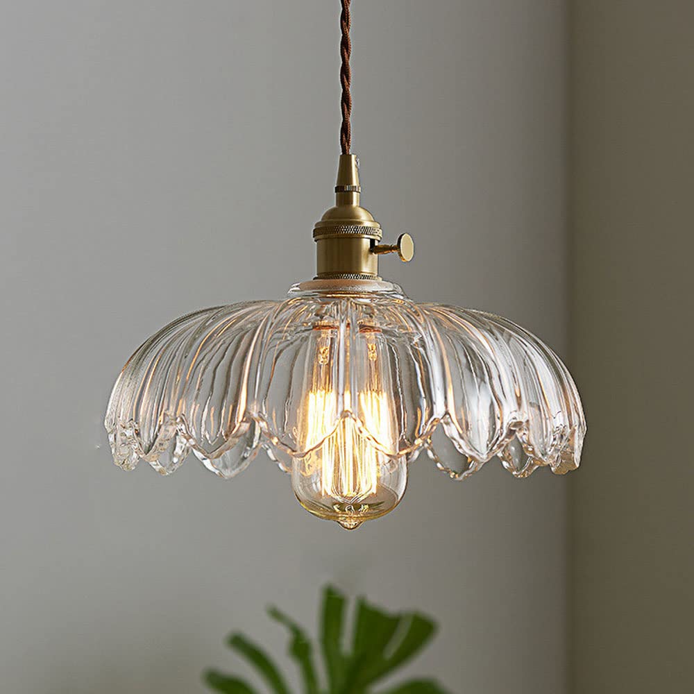 KindleGlo - Vintage Glazed Floral Hanging Lamp in Amber and Green