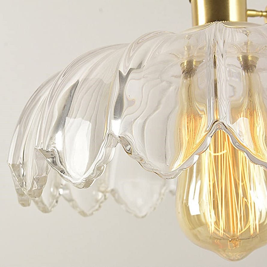 Evorra - Vintage Glass Flower Pendant Lamp With Green Amber Glass