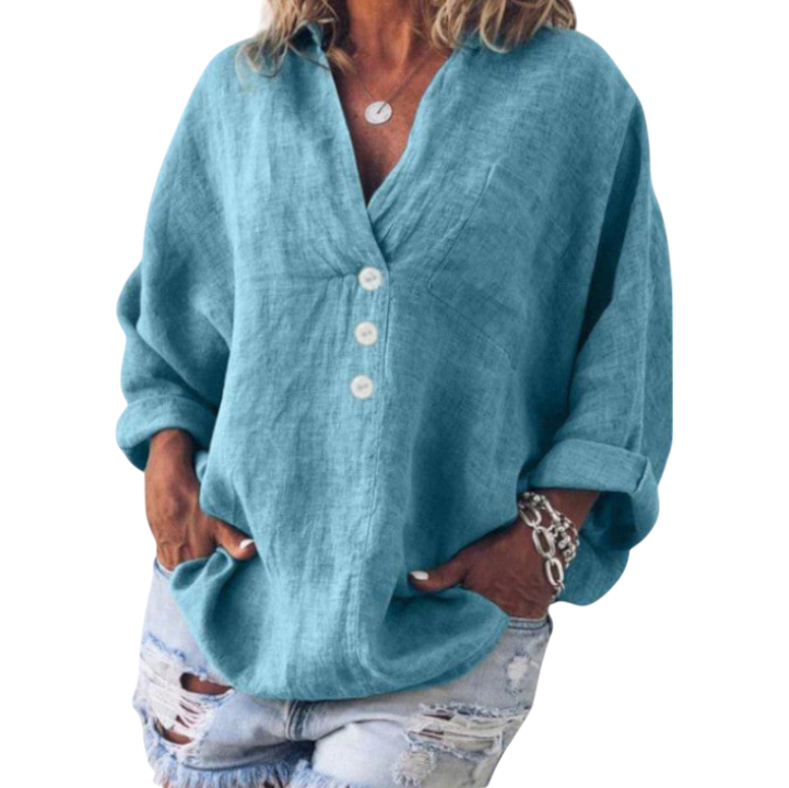 Kaylee - Relaxed Fit Cotton Linen Blouse with Oversized Silhouette