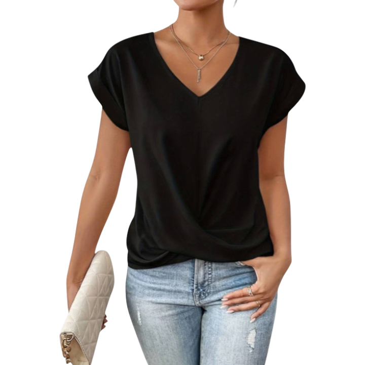 Kari - Stylish Lightweight Blouse with V-neck and Twist Detail