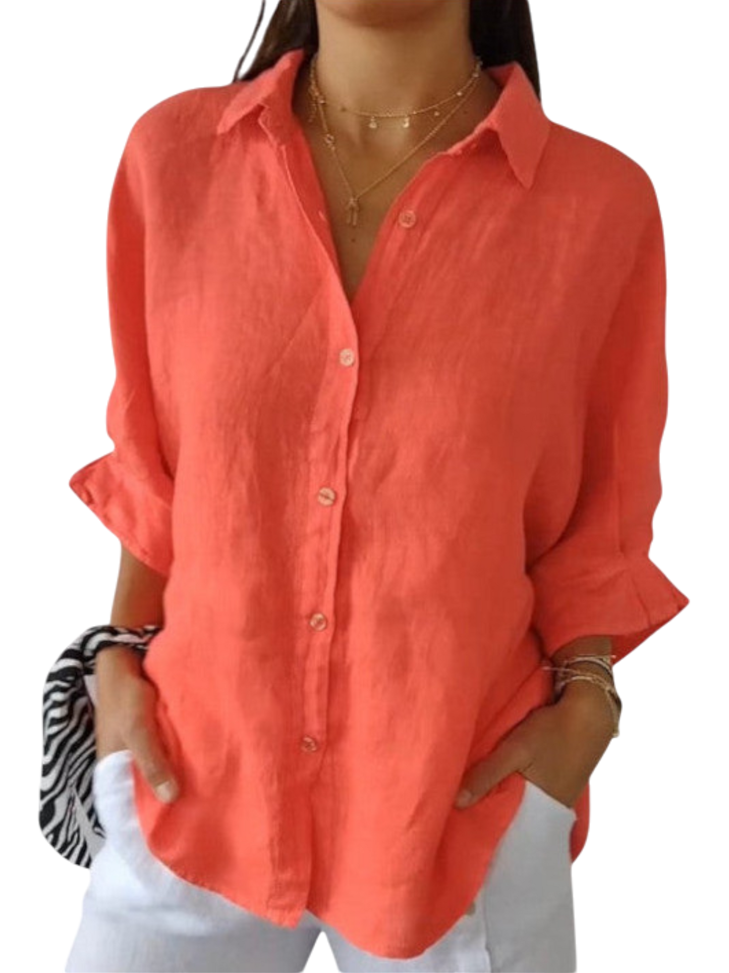 Chrissy - Comfortable Women's Blouse in Premium Cotton and Linen Blend