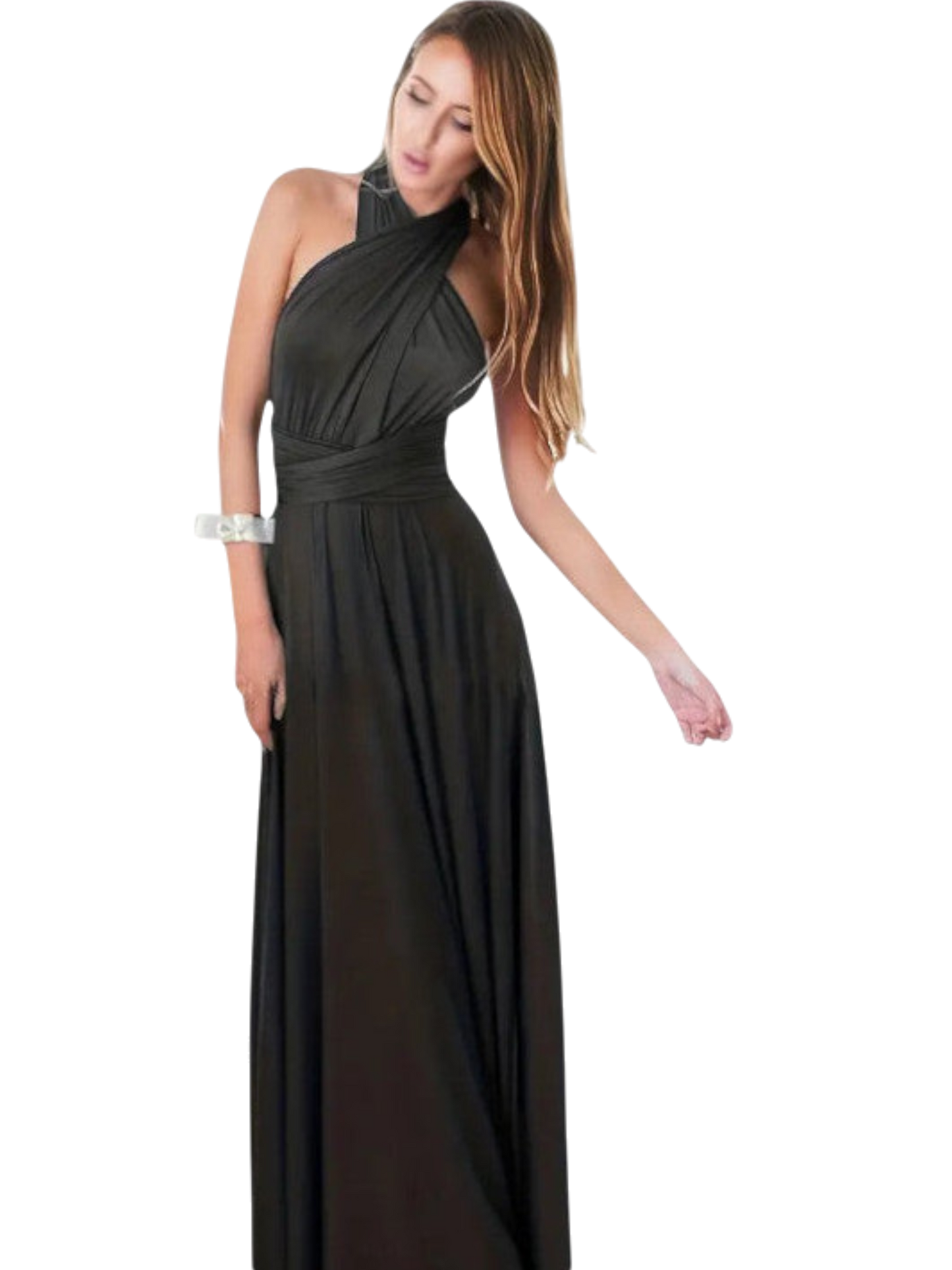 Carwyn - Elegant Women's Dress with Ruffled Back and Flirty Tie Belt