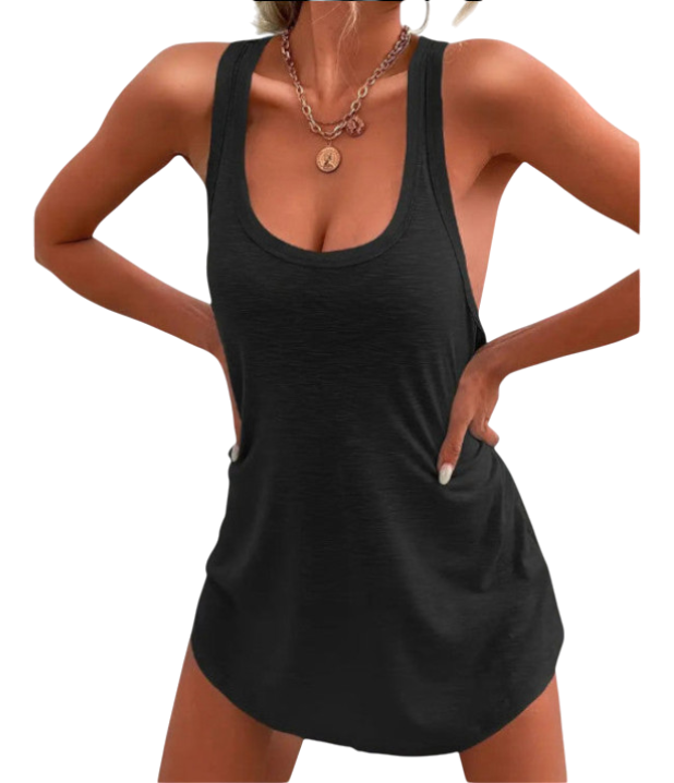 Janice - Lightweight Cotton Sleeveless Tank Top with Racerback Design